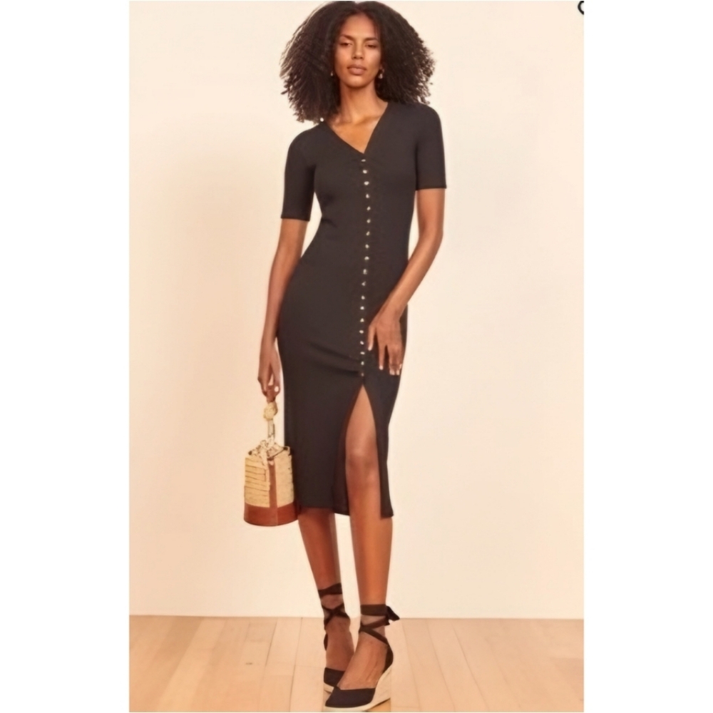Reformation Ribbed Button Front Neada Knit Dress, S - Picture 3 of 11